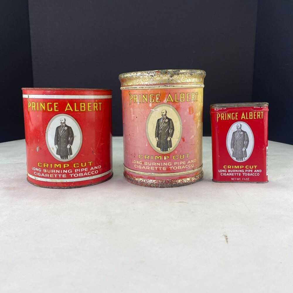 Vintage Lot Of 3 Prince Albert Crimp Cut Tobacco Tins